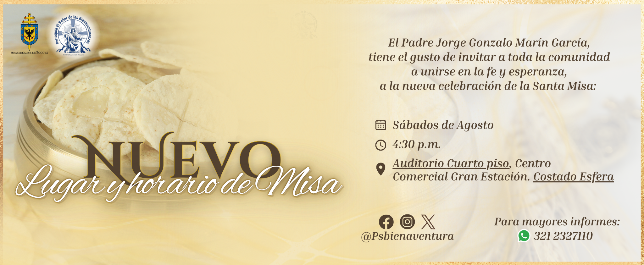 ¡Nuestra parroquia El Señor de las Bienaventuranzas, de brazos abiertos, te espera con esperanza y fe! ?